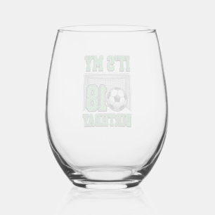 18th Birthday Soccer Vintage Stemless Wine Glass