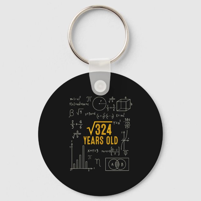 18th Birthday Square Root Of 324 Love Math 18 Year Key Ring (Front)