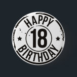 18TH BIRTHDAY STAMP EFFECT 6 CM ROUND BADGE<br><div class="desc">18TH BIRTHDAY STAMP EFFECT</div>