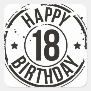 18TH BIRTHDAY STAMP EFFECT SQUARE STICKER