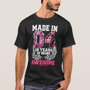 18th Birthday Teen Girl Born In 2004 Floral 18 Ye T-Shirt