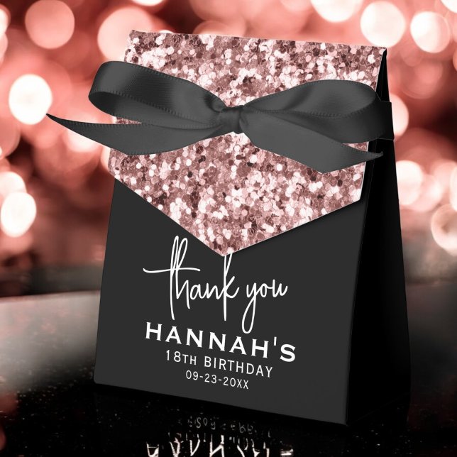 18th Birthday Thank You Rose Gold Glitter Script Favour Box (Creator Uploaded)