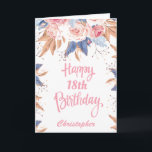 18th Birthday Watercolor Botanical Pink Floral Card<br><div class="desc">18th Birthday Watercolor Botanical Pink Floral Birthday Card. 1st 2nd 3rd 4th 5th 6th 7th 8th 9th 10th 11th 12th 13th 14th 15th 16th 17th 18th 19th 20th 21st 30th 40th 50th 60th 70th 80th 90th 100th, Any Age. For further customisation, please click the "Customise it" button and use our...</div>