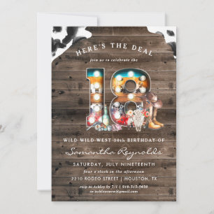 18th Birthday Wild West Cowboy Invitation