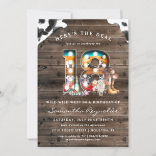18th Birthday Wild West Cowboy Invitation