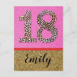 18th - Birthday wishes card fashion girl glitter