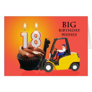 18th Birthday with Cupcake,Candles and Forklift