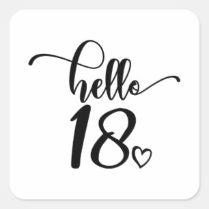 18th Birthday Women Hello 18 Cute 18 Years Old Square Sticker