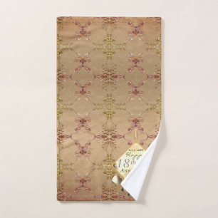 18th Cat's Eye Wedding Anniversary Bath Towel Set