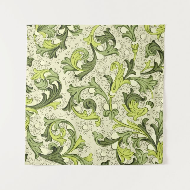 18th Century: Floral Antique Wallpaper. Tapestry (Front)