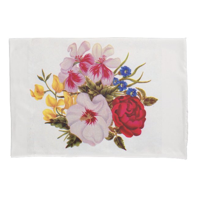 18th  century flower bouquet print pillowcase (Front)