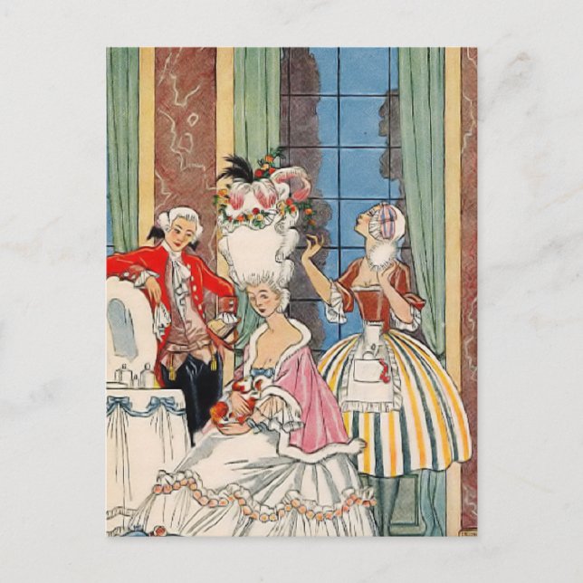 18th Century French Fashion by George Barbier Postcard (Front)