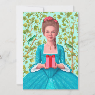 "18th Century Lady Holding a Gift." Flat Card