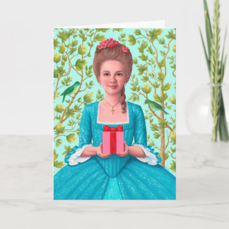 "18th Century Lady Holding a Gift." Greeting Card