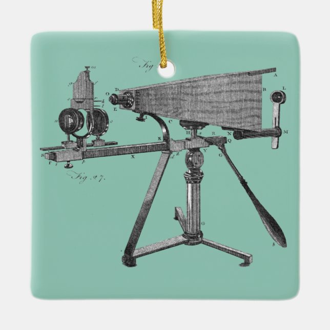 18th Century Microscope Antique Science INSTRUMENT Ceramic Ornament (Front)