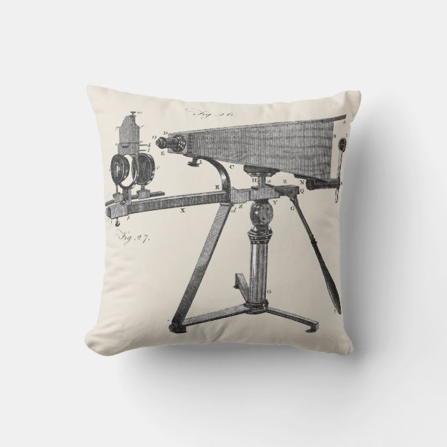 18th Century Microscope Antique Science INSTRUMENT Cushion (Front)