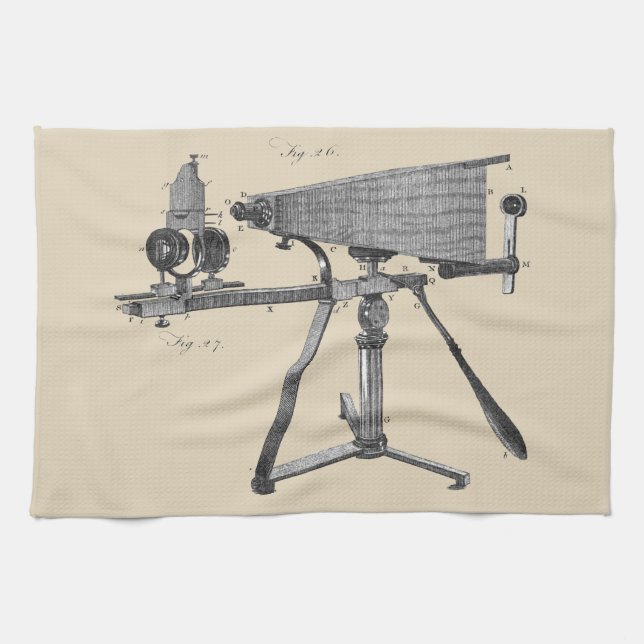 18th Century Microscope Antique Science INSTRUMENT Tea Towel (Horizontal)