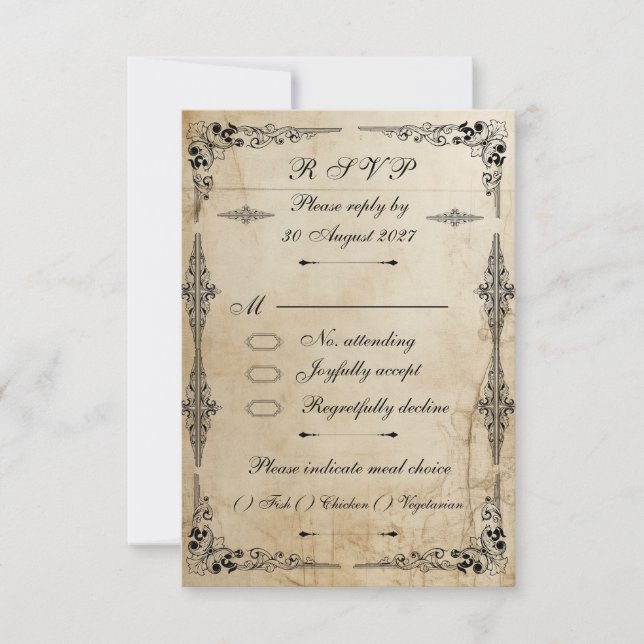 18th century parchment - RSVP card (Front)