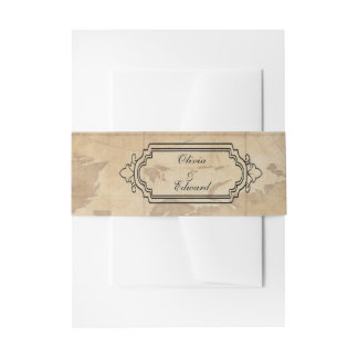 18th century parchment - wedding envelope invitation belly band
