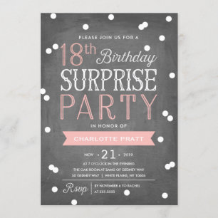 18th Confetti Surprise Party Invitation   Birthday