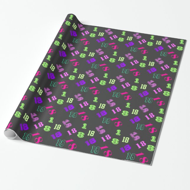 18th eighteenth birthday personalise age wrapping paper (Unrolled)