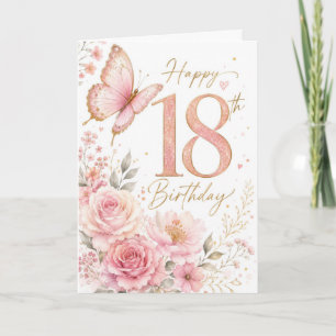 18th Girl Butterfly Floral Birthday Card