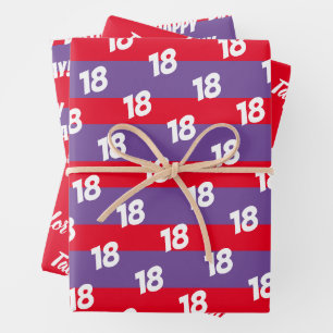 18th Happy Birthday Add Name Wrapping Paper Sheet