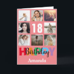 18th Happy Birthday Photo Collage Modern Pink Card<br><div class="desc">18th Happy Birthday Photo Collage Modern Pink Card with personalised name. For further customisation,  please click the "Customise it" button and use our design tool to modify this template.</div>