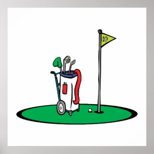 18th hole golf graphic poster