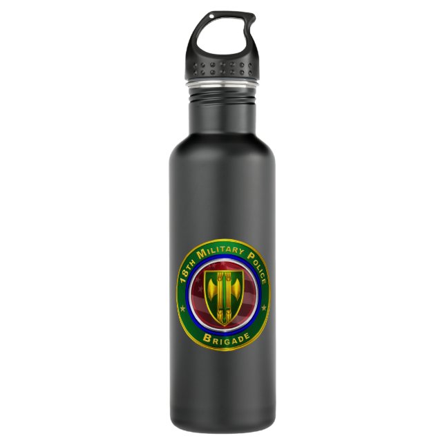 18th Military Police Brigade  710 Ml Water Bottle (Front)