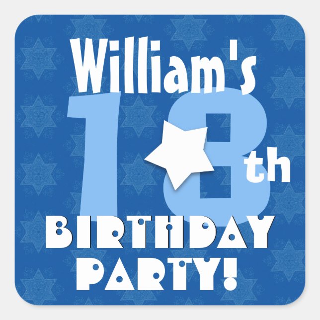 18th or Any Birthday Stars Custom K18Z BLUE Square Sticker (Front)