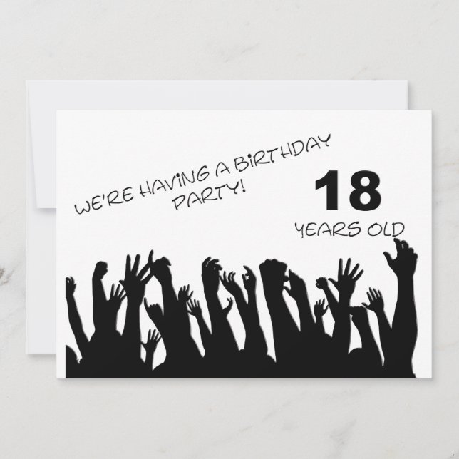 18th party invitation with cheering crowds (Front)