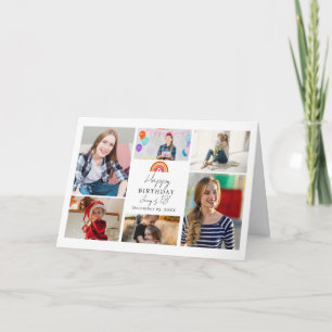 18th Rainbow 6 Photo Birthday Keepsake Name Thank You Card