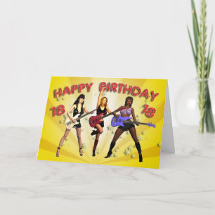18th Rockin' birthday with a girl band Card