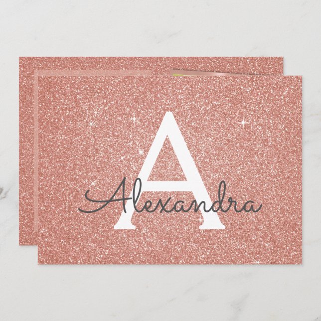 18th Sparkle Rose Gold Blush Pink Photo Invitation (Front/Back)