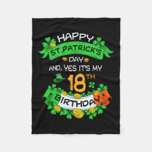 18th St Patricks Day Birthday Gifts Boys Girls Wom Fleece Blanket