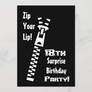 18th SURPRISE Birthday Party Black White Recycled Invitation