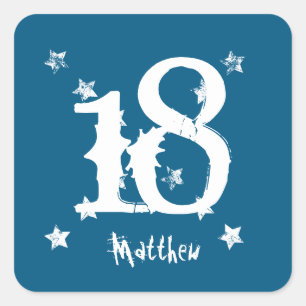 18th Teen Birthday Trendy Grunge Letters Stars Z01 Square Sticker