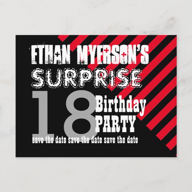 18th TEEN Surprise Birthday Save the Date A09 Announcement Postcard (Front)