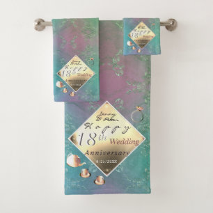 18th Wedding Anniversary Acquamarine Towel