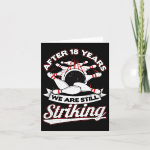18th Wedding Anniversary Bowling Striking 18 Years Card