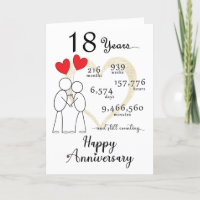 18th Wedding Anniversary Card with heart balloons