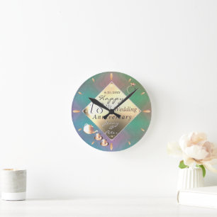 18th Wedding Anniversary Cat's Eye Porcelain Round Clock