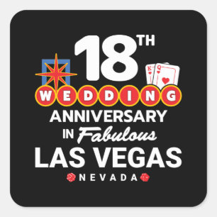 18th Wedding Anniversary Couples Las Vegas Trip Square Sticker