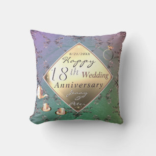 18th Wedding Anniversary Porcelain Blu Cushion