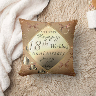18th Wedding Anniversary Porcelain Cat's Eye Cushion