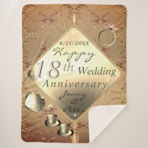 18th Wedding Anniversary Porcelain Cat's Eye Sherpa Blanket