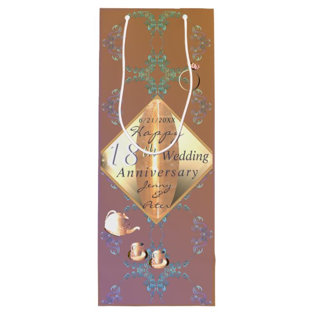 18th Wedding Anniversary Porcelain Gift Bag (Back)