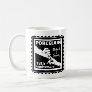 18th wedding anniversary porcelain traditional coffee mug