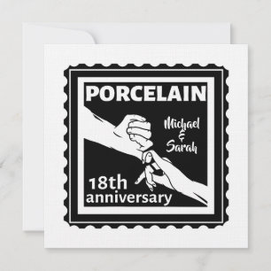 18th wedding anniversary porcelain traditional invitation